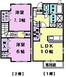 アビタシオン 2LDKの間取図画像