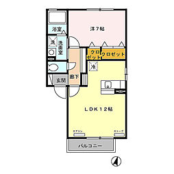 フォレット アモール　Ｂ 2階1LDKの間取り