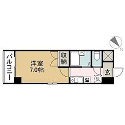 リバティハイツ白鳥 4階1Kの間取り