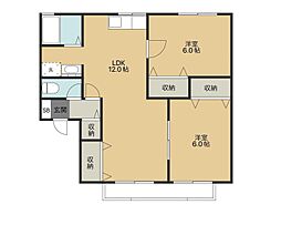 グリーン・ゼフィルス 2階2LDKの間取り