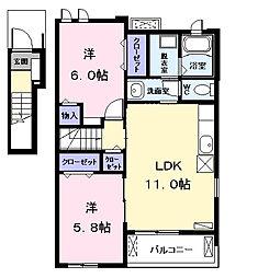 ノーヴァ藤江2 2LDKの間取図画像
