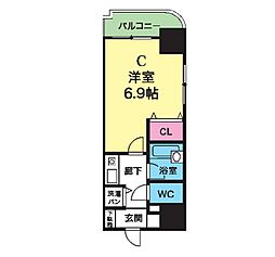 ＹＫハイツ西明石 9階1Kの間取り