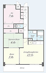 プラージュキシダ 2階3LDKの間取り