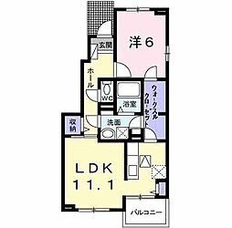 プリムローズ 1LDKの間取図画像