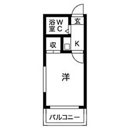 マイルストーン本陣2 1Kの間取図画像