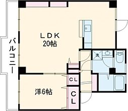 グローリーマンション 2階1LDKの間取り