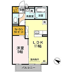 フローラルセントルージュ 1LDKの間取図画像