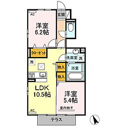 ジェネローソ 1階2LDKの間取り