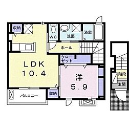 セントポーリア高嶋 1LDKの間取図画像