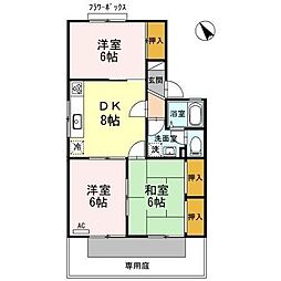 セジュール中井A 3DKの間取図画像