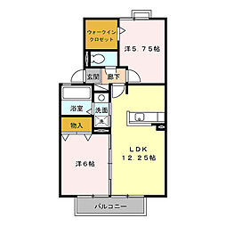 セジュール山幸　Ｂ 2階2LDKの間取り
