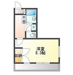 レジデンス佐野 1Kの間取図画像