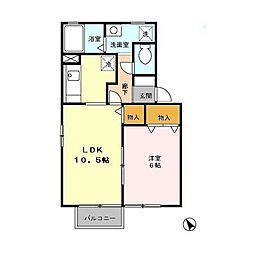 JR東北本線 安積永盛駅 徒歩11分の賃貸アパート 2階1LDKの間取り