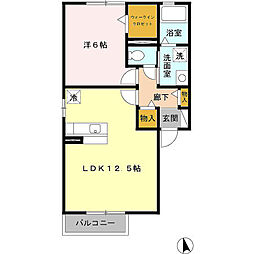 ブルー トレソール 2階1LDKの間取り