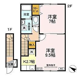 イーグル今5号館 2階2Kの間取り