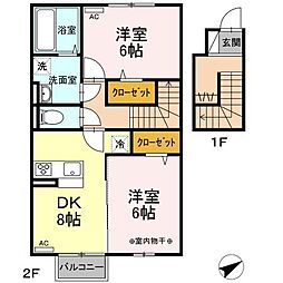 ヴォルピーノ 2DKの間取図画像