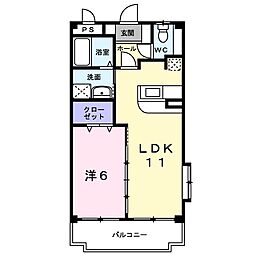 大新マンション 1LDKの間取図画像