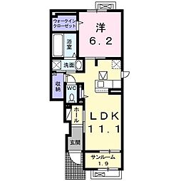 アスペンベール2 1LDKの間取図画像