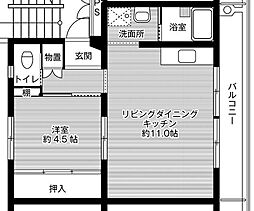 ビレッジハウス大淀2棟 1LDKの間取図画像