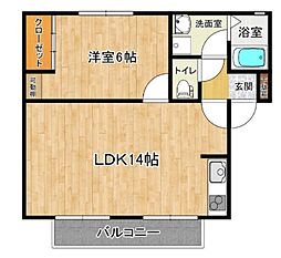 グランドールえみ 1階1LDKの間取り