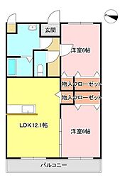 コーン・ハイツ・2 2LDKの間取図画像