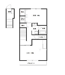 ハイステージＩK 2階1LDKの間取り