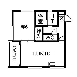 グレイス竹内・2 1LDKの間取図画像