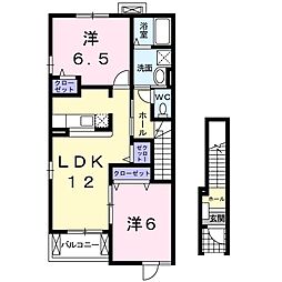 ジャムハウスB 2LDKの間取図画像