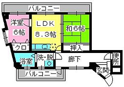 グレイスコート 2LDKの間取図画像