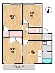 レジデンス今井A 3DKの間取図画像