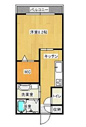 チアフルビューティ黒髪III 3階1Kの間取り