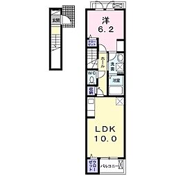 クラール樋之口B 1LDKの間取図画像