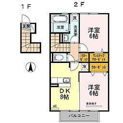 オーブ泉 2DKの間取図画像