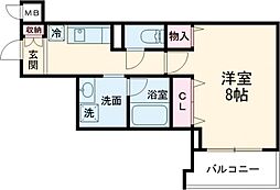 JR東海道・山陽本線 高槻駅 徒歩4分の賃貸マンション 5階1Kの間取り