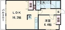 コーポマルベリ北新田 1LDKの間取図画像