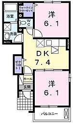 グラン・ジェルメ3 2DKの間取図画像