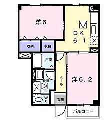 ニューシティ藤澤 2DKの間取図画像