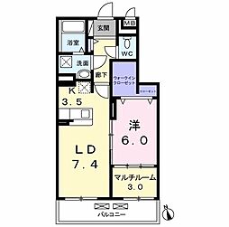 パティオ 1階1SLDKの間取り