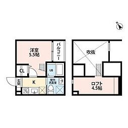 luce(ルーチェ) 2階1Kの間取り