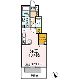 サザンコートV 1階ワンルームの間取り