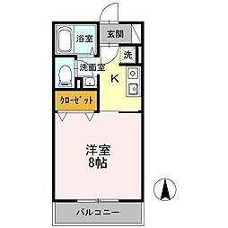 kanada A棟 1階1Kの間取り