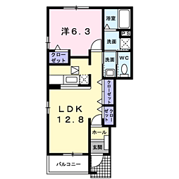 エルフィン 1階1LDKの間取り