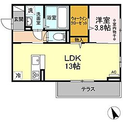 グラシア旭南 1LDKの間取図画像