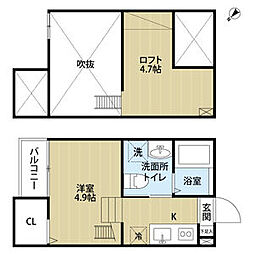 エスポワール堀田(エスポワールホリタ) 1階ワンルームの間取り