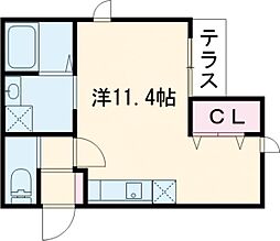 ニューポートvilla ワンルームの間取図画像