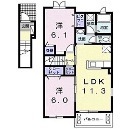 ノイエツァイト3 2LDKの間取図画像