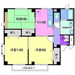 サンハイムサクライ 3Kの間取図画像