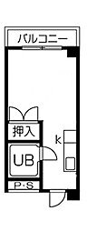 京福電気鉄道北野線 北野白梅町駅 徒歩20分の賃貸マンション 4階1Kの間取り