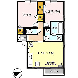 ルミエール生野屋 2LDKの間取図画像