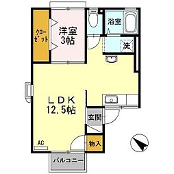 ボヌールM 1LDKの間取図画像